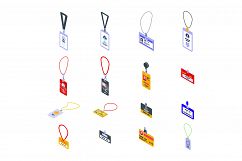 Id card icons set, isometric style Product Image 1