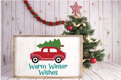 Warm Winter Wishes - Christmas SVG Cut File - DXF PNG EPS Product Image 2