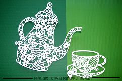 Coffee pot and cup paper cut SVG  DXF  EPS files Product Image 2