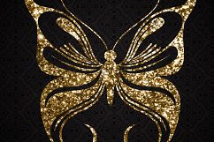 15 Gold Glitter Foil Butterfly Clip Arts Product Image 3