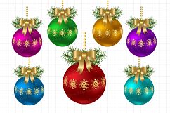 Christmas Balls Clipart, Christmas Graphic and Illustrations, Scrapbooking, Card Making, Decorations Product Image 1