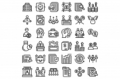 Shareholder icons set, outline style Product Image 1