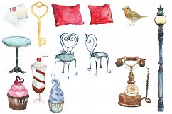 Watercolor Parisian cafe clip art Product Image 3