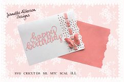 SVG card cutting Coral Pink butterfly card  Product Image 1