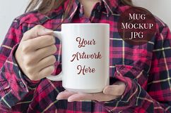15oz Mug Mockup - red plaid shirt Product Image 1