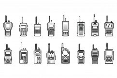 Security walkie talkie icons set, outline style Product Image 1