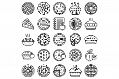 Apple pie icons set, outline style Product Image 1
