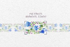 Ornament of blue flowers PNG watercolor set Product Image 8