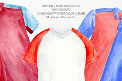 Watercolor clipart of football shirt in 2 colors Product Image 5