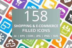 158 Shopping &amp; E-Commerce Filled Round Corner Icons Product Image 1