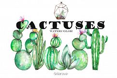 Watercolor Cactuses clipart Product Image 1