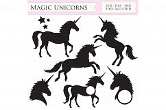 Magic Unicorns SVG Files - Jumping Unicorns, Unicorn head monogram cut files for Cricut and Silhouette - SVG, dxf, png, jpg files Included Product Image 1