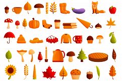 Autumn party icons set, cartoon style Product Image 1