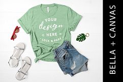Heather Prism Mint Bella Canvas 3001 T Shirt Mockup Product Image 1