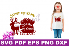 Svg Sleigh My Name funny Shirt Sign stencil Decal printable or svg cut file dxf eps png pdf for cricut or silhouette Product Image 2