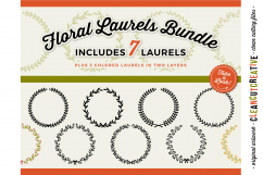 7 svg FLORAL LAURELS floral leaf circle frames - SVG DXF EPS PNG - for Cricut and Silhouette Cameo - clean cutting digital files Product Image 1