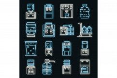 Cooler water icons set vector neon Product Image 1