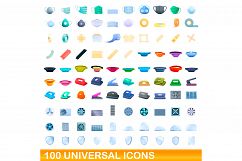 100 universal icons set, cartoon style Product Image 1