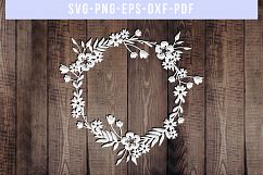 Flower Wreath SVG Cut File, Laurel Papercut, DXF, PDF, PNG Product Image 3