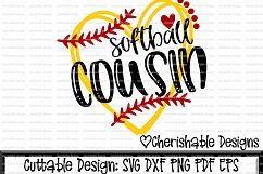 Softball Svg, Softball Cousin Svg, Softball Cutting file, heart frame Softball, dxf pattern, svg pattern, Cricut instant download Product Image 1