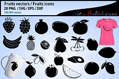 Fruits SVG silhouette Bundle, Fruits SVG, Clipart, Fruits Product Image 1