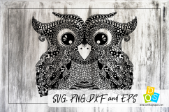 Owl doodle detailed cut svg and png file Product Image 1
