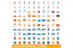 100 universal icons set, cartoon style Product Image 1