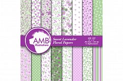 Shabby Chic floral backgrounds, Violet floral Papers, Purple floral pattern, Lilac scrapbook paper for all your crafts, commercial use, AMB-1409 Product Image 8