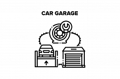 Car Garage Place Vector Black Illustration Product Image 1