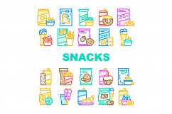 Snacks Food And Drink Collection Icons Set Vector Product Image 1