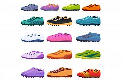 Football boots icons set, cartoon style Product Image 1