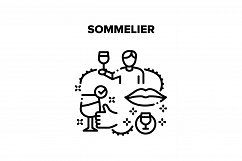 Sommelier Job Vector Black Illustration Product Image 1