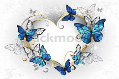 Jewelry Heart with Butterflies Morpho Product Image 1