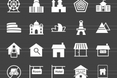 100 Building &amp; Landmarks Glyph Inverted Icons Product Image 2