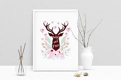 Printable Art Saying Wild And Free Deer Head, Wall Art, .PDF Product Image 1