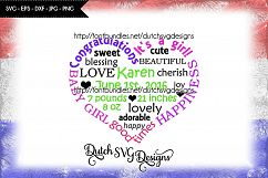 Baby girl cutting file in heart shape, in Jpg Png SVG EPS DXF for Cricut &amp; Silhouette, baby girl svg, newborn svg, baby shower svg, svg file Product Image 1