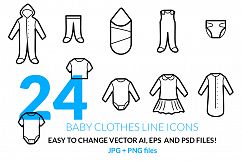 Baby Clothes Line Icons Set Product Image 1