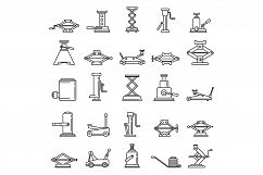 Modern jack-screw icons set, outline style Product Image 1