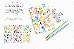 Summer Watercolor Popsicle Graphics Set and Patterns Product Image 3