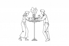 Dessert Eating Man And Woman At Cafe Table Vector Product Image 1