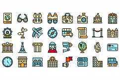 Sightseeing icons set vector flat Product Image 1