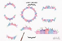 Pumpkin Pastels Festival Frames Watercolor Clipart Border Pink Purple Autumn Fall Product Image 4
