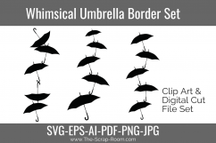 Whimsical Umbrella Border Clip Art &amp; Digital Cut File Set Product Image 1