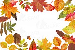 Autumn leafs watercolor clip art pack, watercolor fall frame Product Image 21