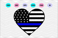 Heart American Flag thin blue line Svg Vinyl Decal Product Image 1