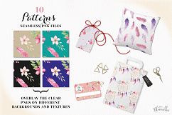 Dreamcatcher Flowers Patterns Digital Papers Purple Wedding Floral Product Image 2