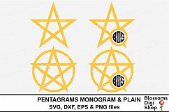 Pentagrams plain and monogram cut files Product Image 1