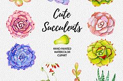 Succulents watercolor clipart Product Image 2