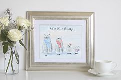 Watercolor clipart polar bear family for instant download Product Image 7