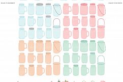 Pink and Mint Mason Jar Wedding Clipart Product Image 2